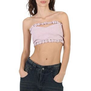 Ganni Women's Light Lilac Hemp Lined Tube Strapless Cropped Top Size 40 NWOT